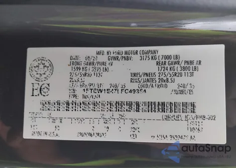 2020 Ford F-150 Xlt from USA, damaged, VIN 1FTEW1E47LFC49354